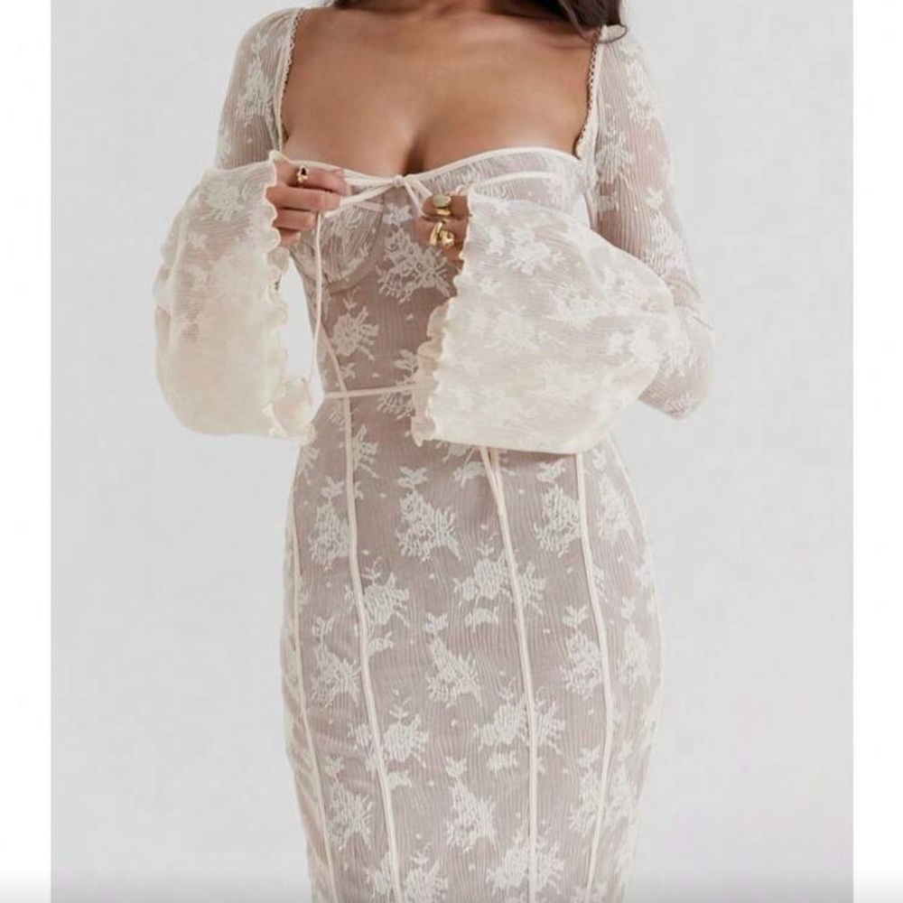 Elegant Lace Dress with Bell Sleeves